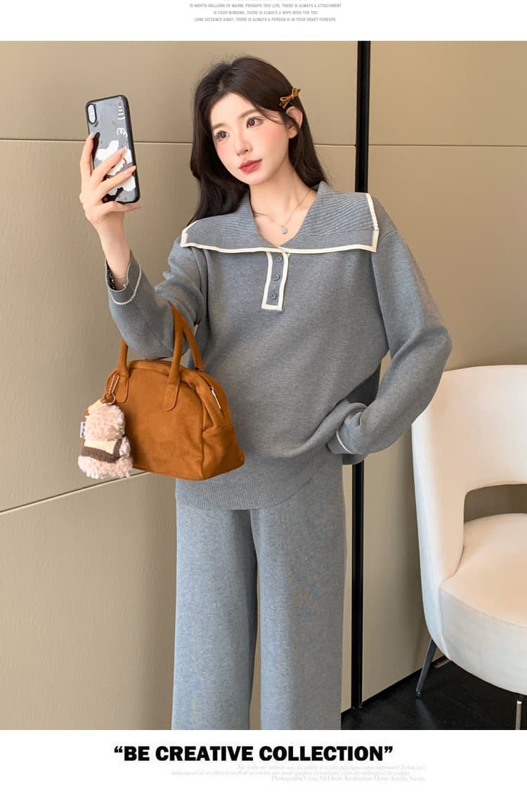 2026 가을 새로운 연령 감소 해군 칼라 패션 슬림해 보이는 캐주얼 게으른 착용 가져 가라. 세트 상세 이미지 28