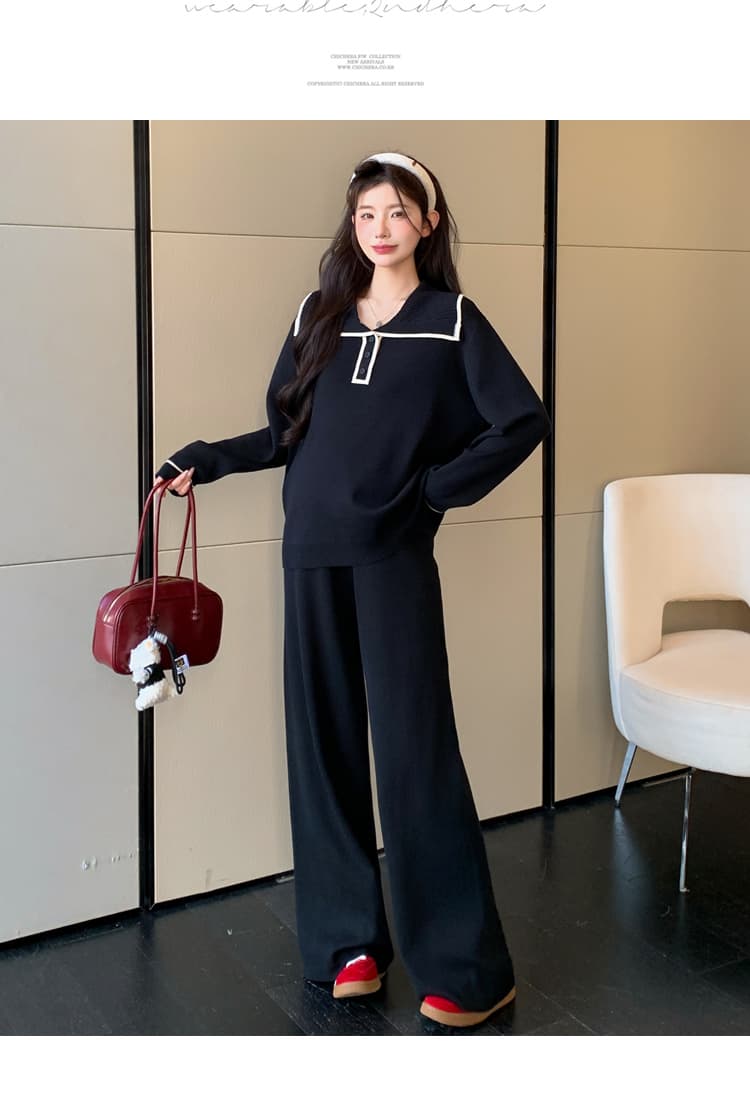 2026 가을 새로운 연령 감소 해군 칼라 패션 슬림해 보이는 캐주얼 게으른 착용 가져 가라. 세트 상세 이미지 29