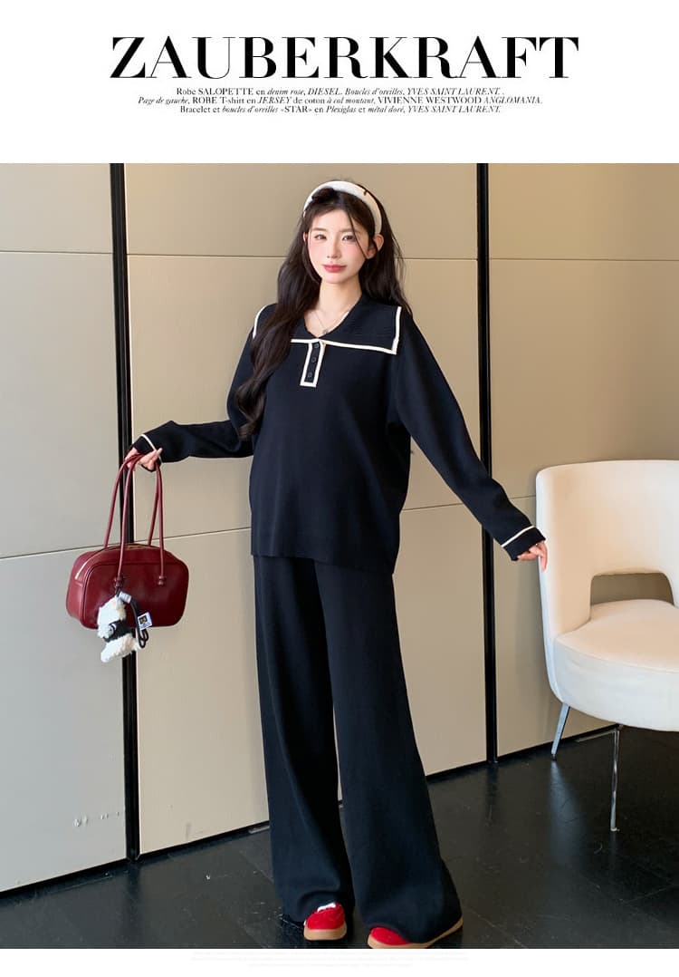 2026 가을 새로운 연령 감소 해군 칼라 패션 슬림해 보이는 캐주얼 게으른 착용 가져 가라. 세트 상세 이미지 30