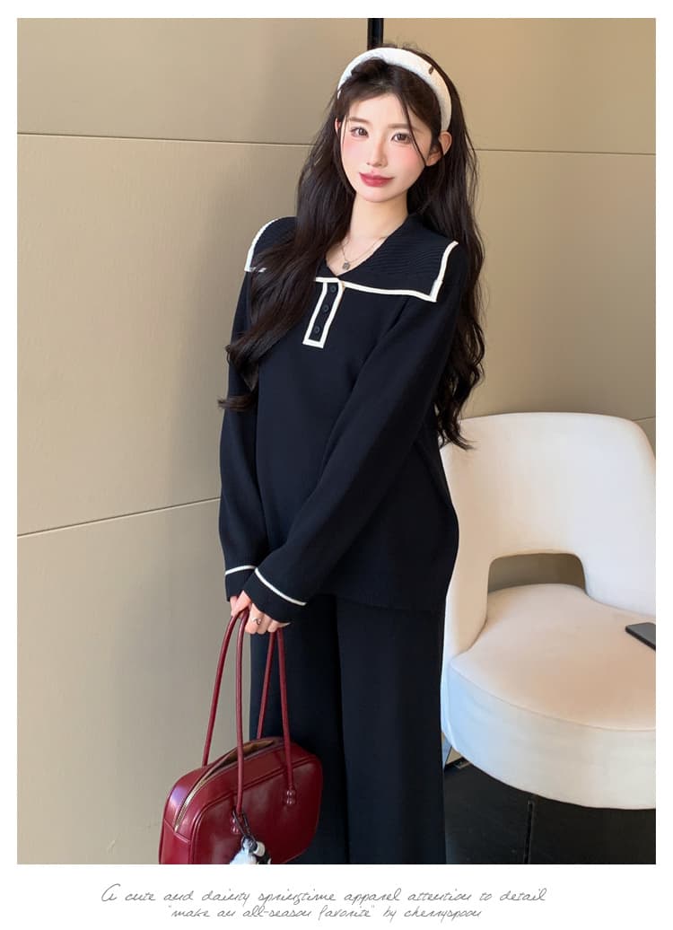 2026 가을 새로운 연령 감소 해군 칼라 패션 슬림해 보이는 캐주얼 게으른 착용 가져 가라. 세트 상세 이미지 32