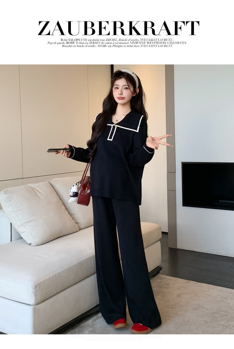 2026 가을 새로운 연령 감소 해군 칼라 패션 슬림해 보이는 캐주얼 게으른 착용 가져 가라. 세트 상세 이미지 43