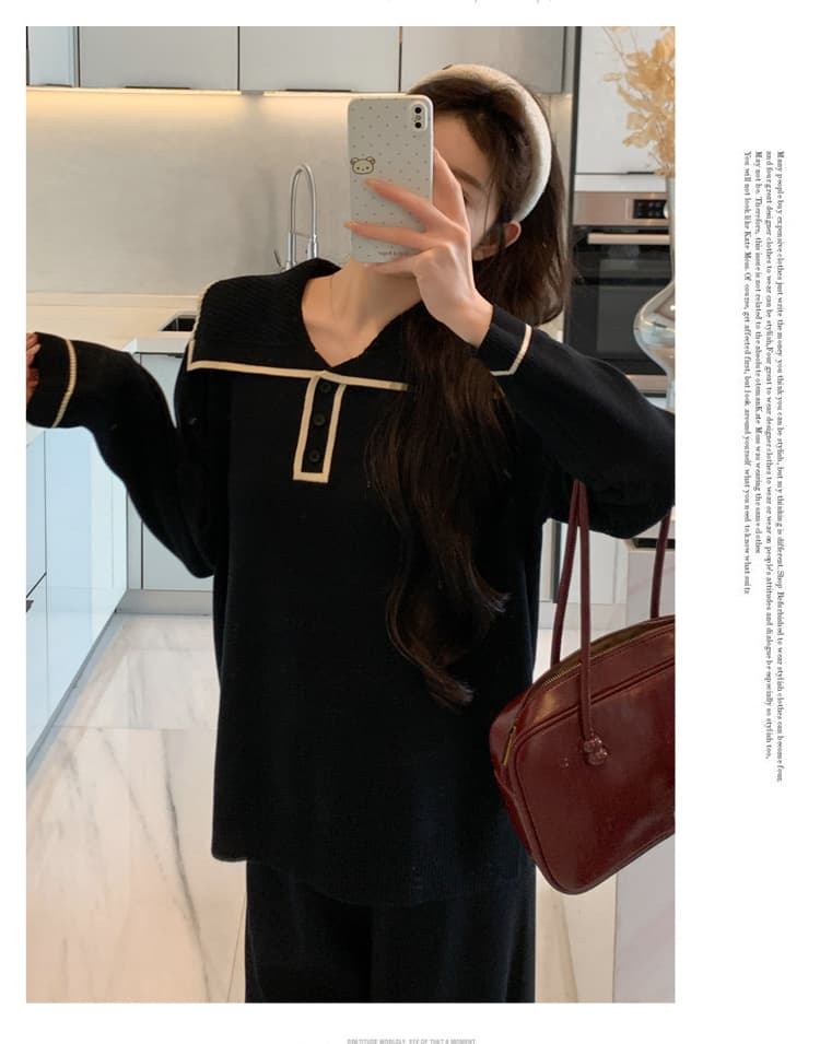 2026 가을 새로운 연령 감소 해군 칼라 패션 슬림해 보이는 캐주얼 게으른 착용 가져 가라. 세트 상세 이미지 47
