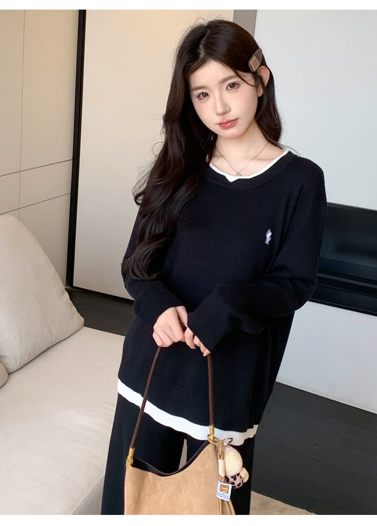 2026 가을 겨울 새로운 스택 칼라 디자인 게으른 캐주얼 착용 가져 가라. 세트 상세 이미지 23