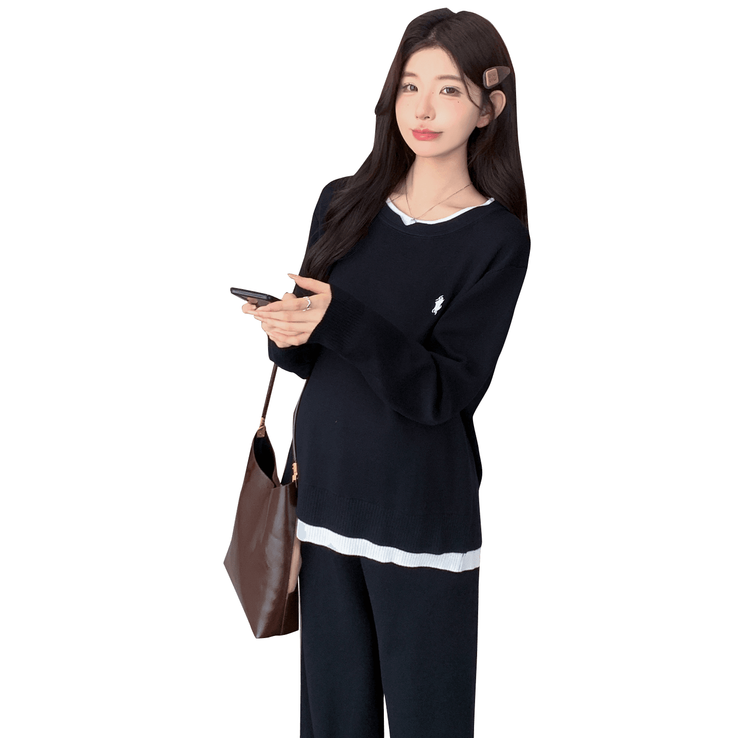 2026 가을 겨울 새로운 스택 칼라 디자인 게으른 캐주얼 착용 가져 가라. 세트 이미지 6
