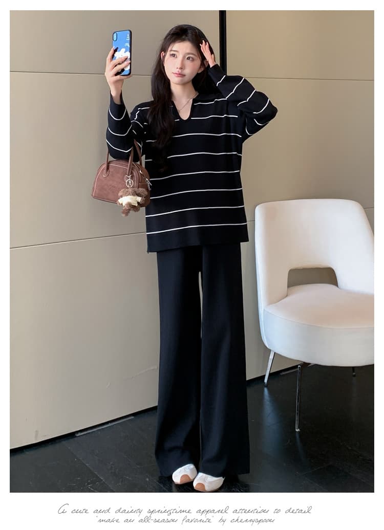 2026 가을 겨울 새로운 갈매기 칼라 게으른 캐주얼 착용 가져 가라. 세트 상세 이미지 12