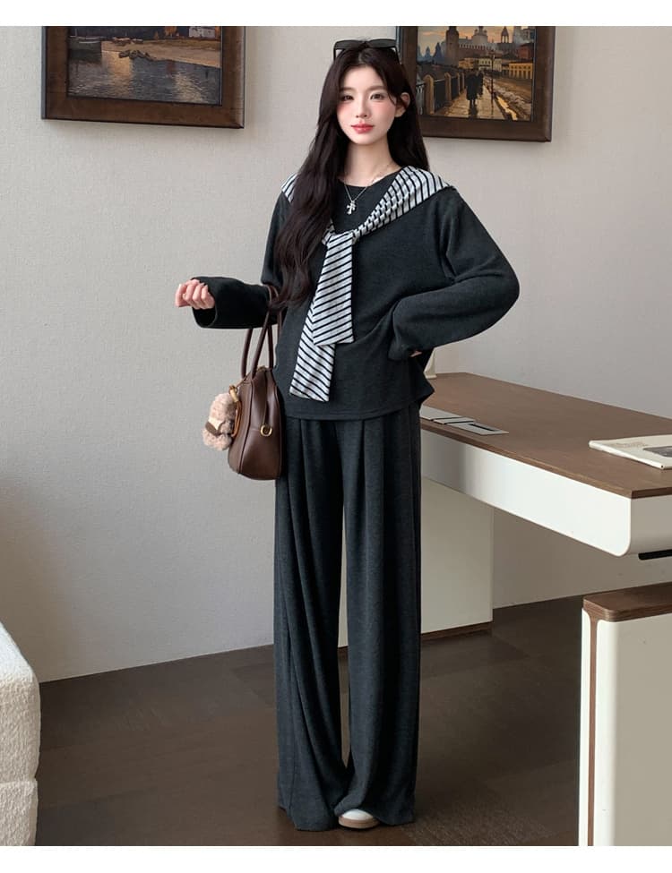 2026 새로운 가을 겨울 한 부서 캐주얼 라운드 넥 숄 긴팔 3종 세트 상세 이미지 19