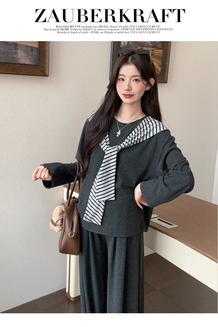 2026 새로운 가을 겨울 한 부서 캐주얼 라운드 넥 숄 긴팔 3종 세트 상세 이미지 20