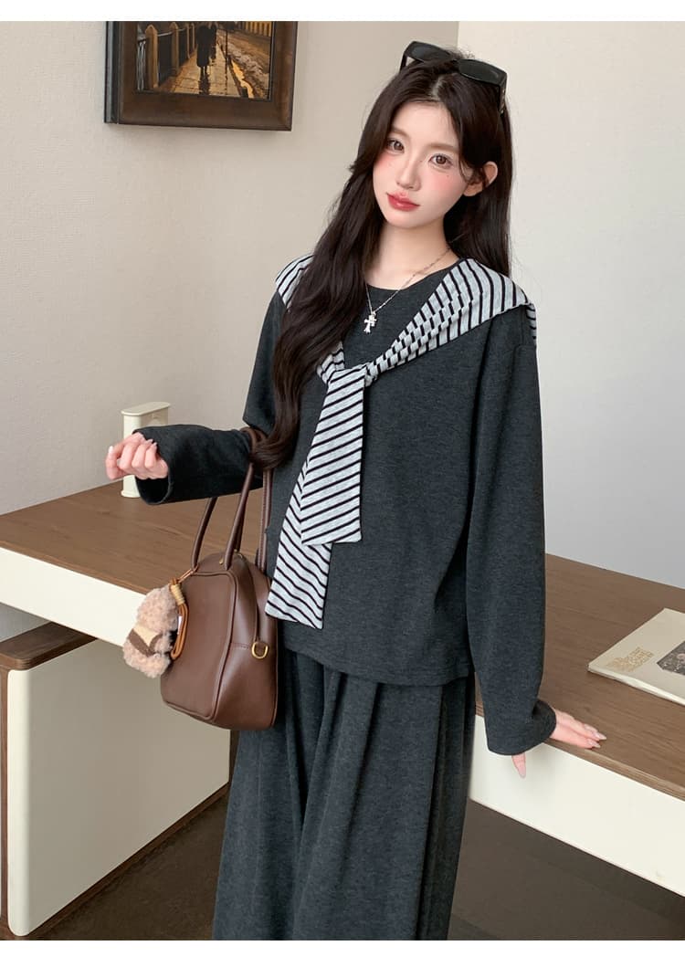 2026 새로운 가을 겨울 한 부서 캐주얼 라운드 넥 숄 긴팔 3종 세트 상세 이미지 21