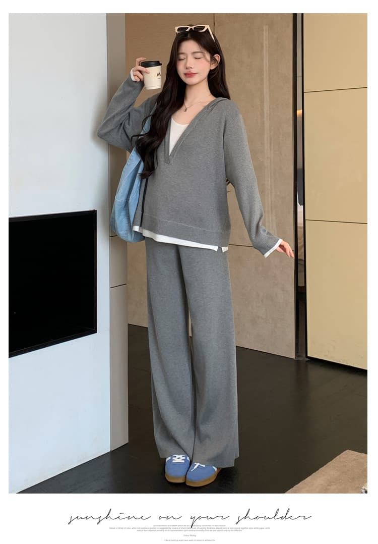 2026 가을 겨울 새로운 후드 페이크 레이어드 슬림해 보이는 캐주얼 세트 상세 이미지 30