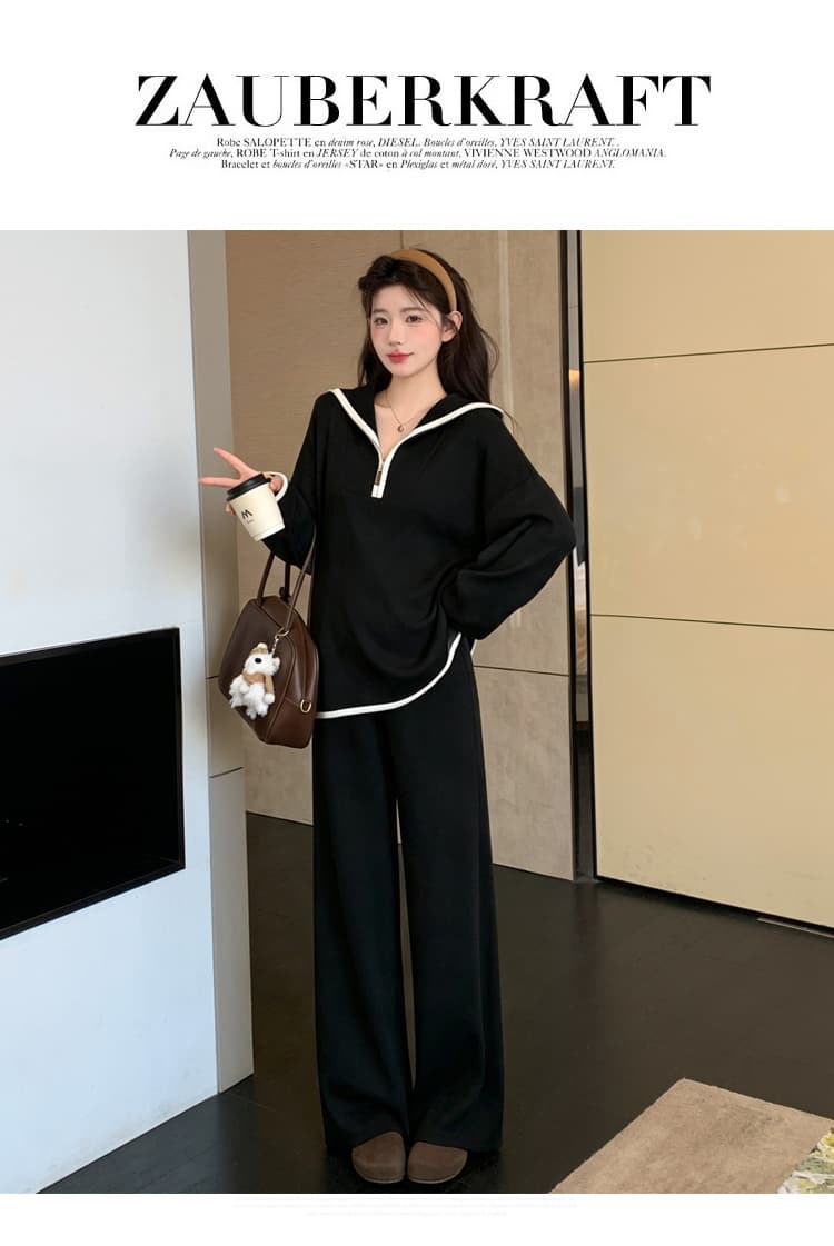2026 가을 겨울 새로운 해군 칼라 슬림해 보이는 캐주얼 세트 상세 이미지 42