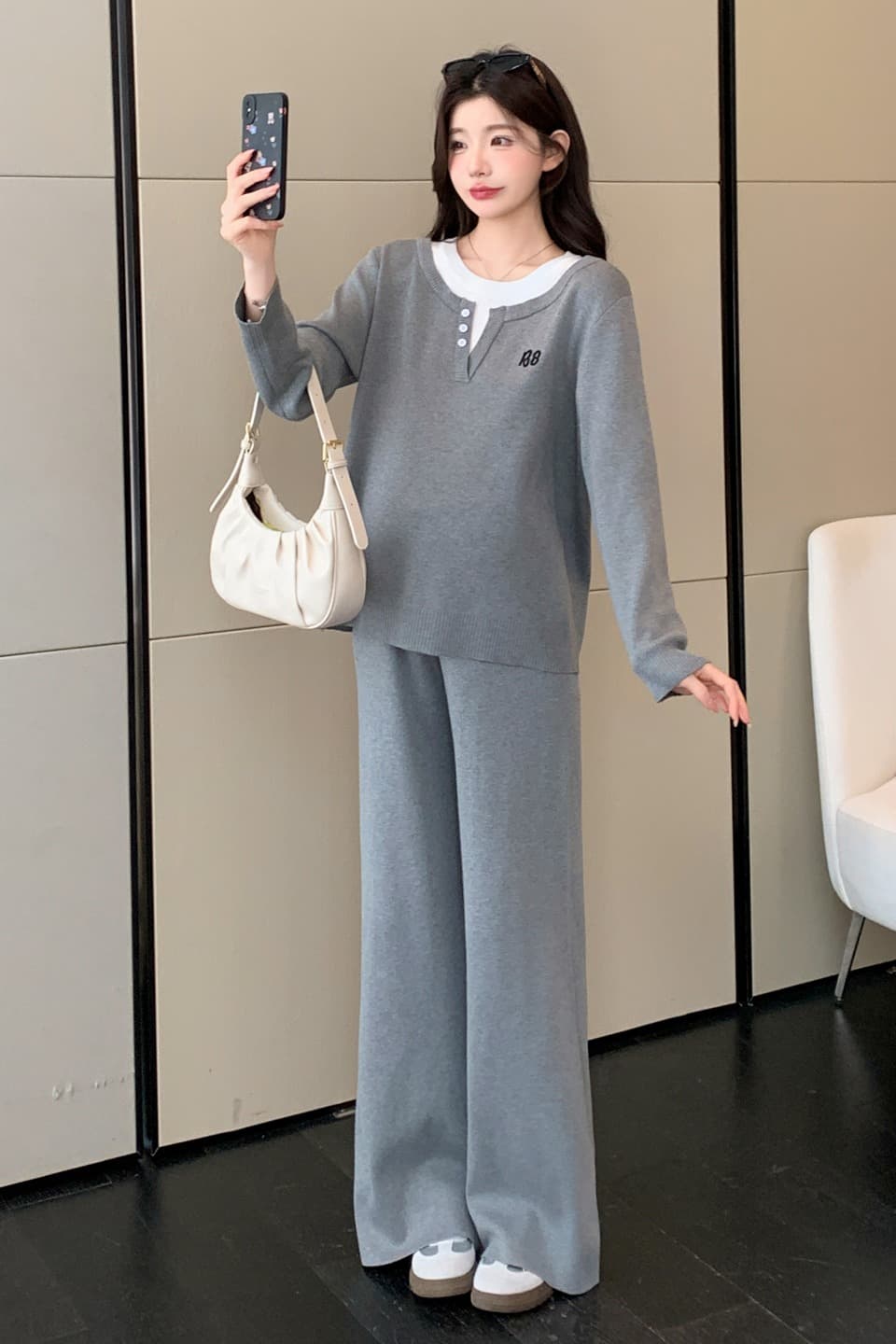2026 가을 겨울 새로운 이중층 칼라 디자인 캐주얼 세트 이미지 7