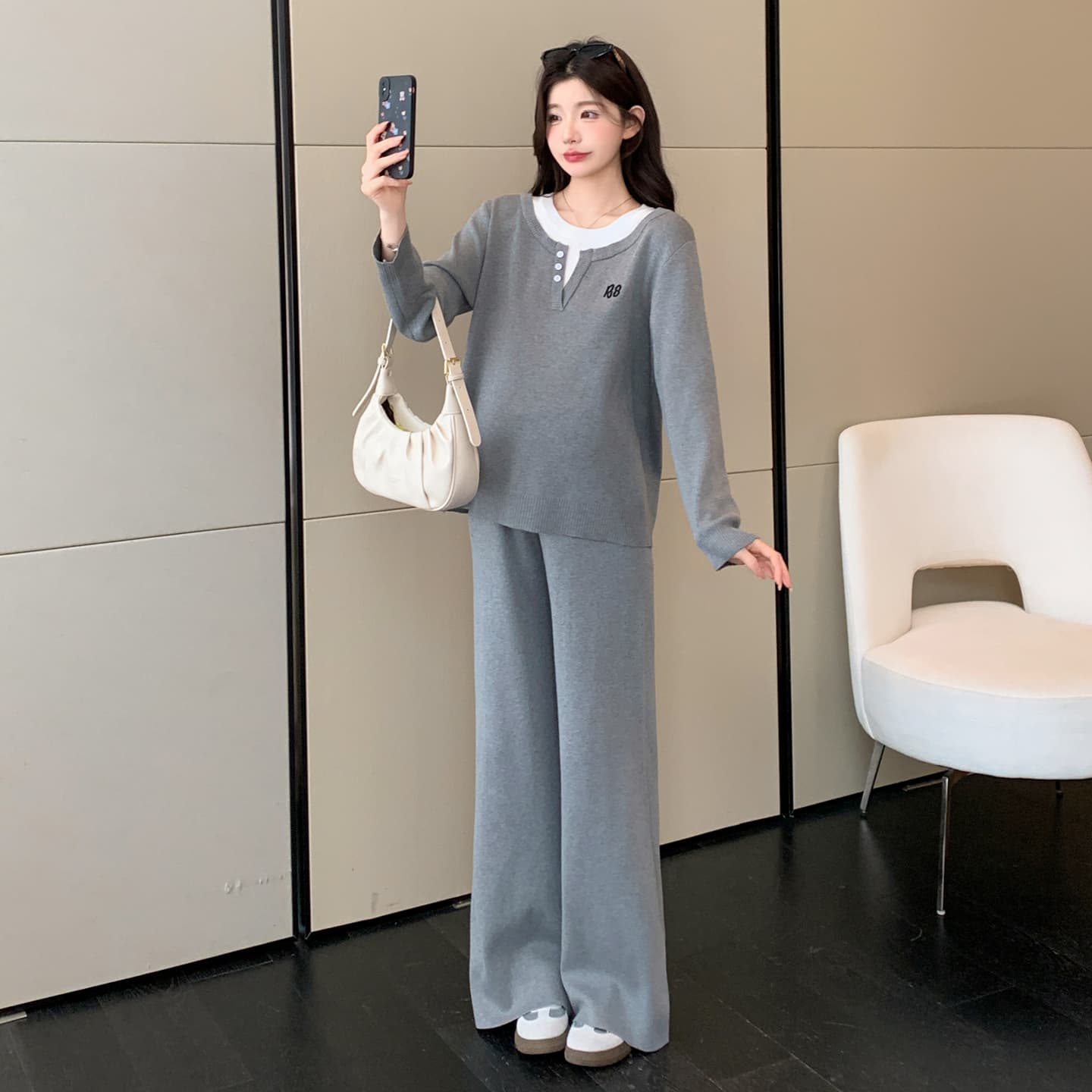 2026 가을 겨울 새로운 이중층 칼라 디자인 캐주얼 세트 이미지 6