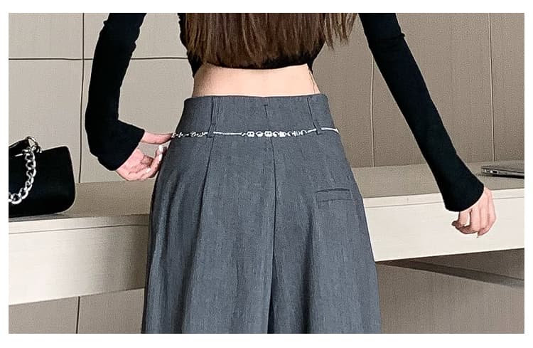 고급 센스 루즈핏 와이드 레깅스 바지 2026 봄 새로운 디자인 센스 허리 사슬 하이웨이스트 슬림해 보이는 캐주얼 바닥 청소 바지 트렌디 상세 이미지 29