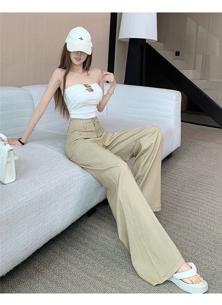 오래된 돈 바람 와이드 레깅스 바지 2026 봄 새로운 디자인 센스 주머니 장식 하이웨이스트 슬림해 보이는 도루 센스 바닥 청소 바지 트렌디 상세 이미지 29