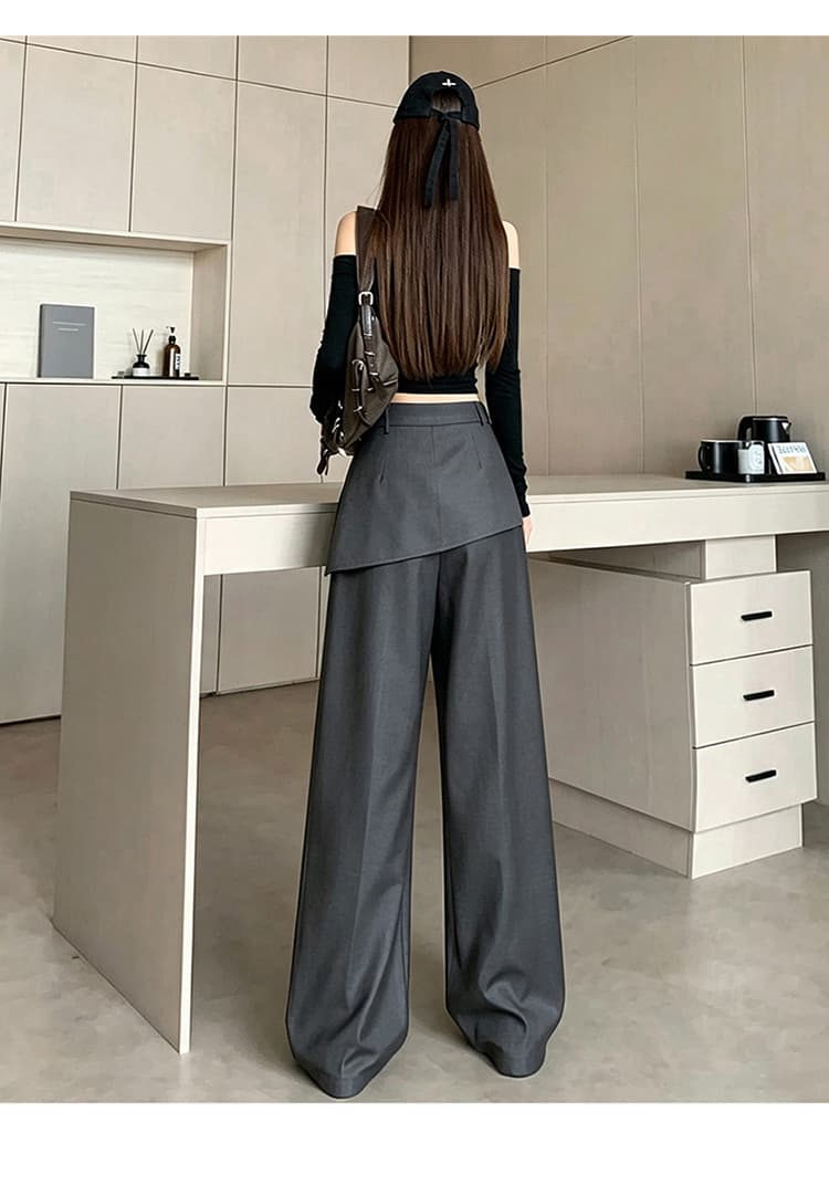 어두운 회색 방귀 커튼 페이크 레이어드 와이드 레깅스 바지 2026 가을 새로운 루즈핏 슬림해 보이는 표지 넓적 다리 캐주얼 바닥 청소 바지 트렌디 상세 이미지 30