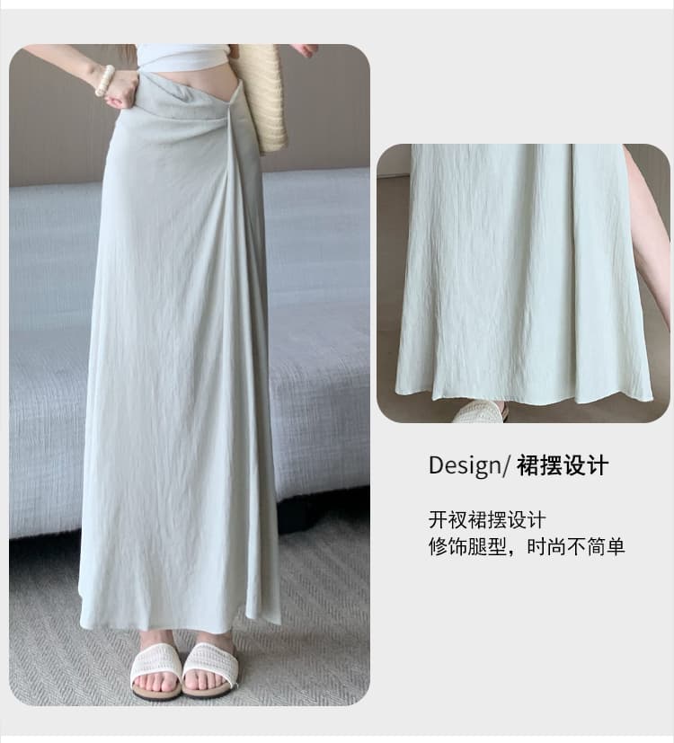 한 부서 작은 대중 불규칙 3 차원 측면 수신 Pleat 반신 스커트 26 여름 새로운 하이웨이스트 슬림해 보이는 한 마디 롱 스커트 상세 이미지 7