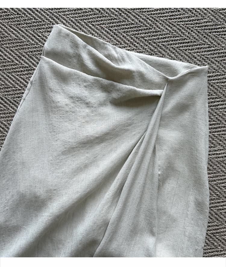 한 부서 작은 대중 불규칙 3 차원 측면 수신 Pleat 반신 스커트 26 여름 새로운 하이웨이스트 슬림해 보이는 한 마디 롱 스커트 상세 이미지 24