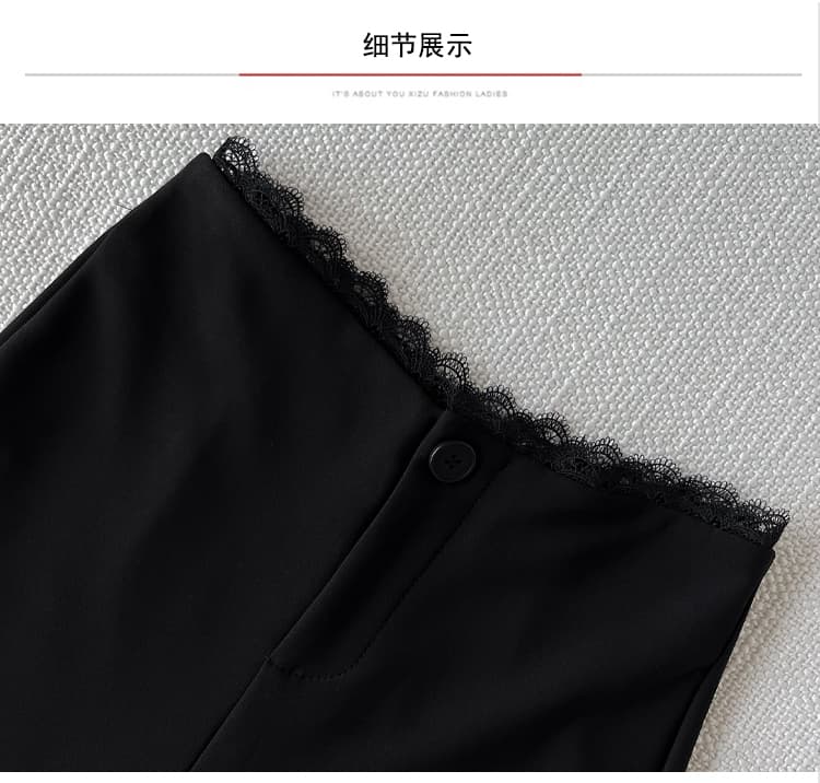 검정색 레이스 조각 허리 머리 부츠컷 바지 여성 새로운 몸매 가꾸기 슬림해 보이는 패션 하이웨이스트 캐주얼 바지 도루 센스 바닥 청소 바지 상세 이미지 22