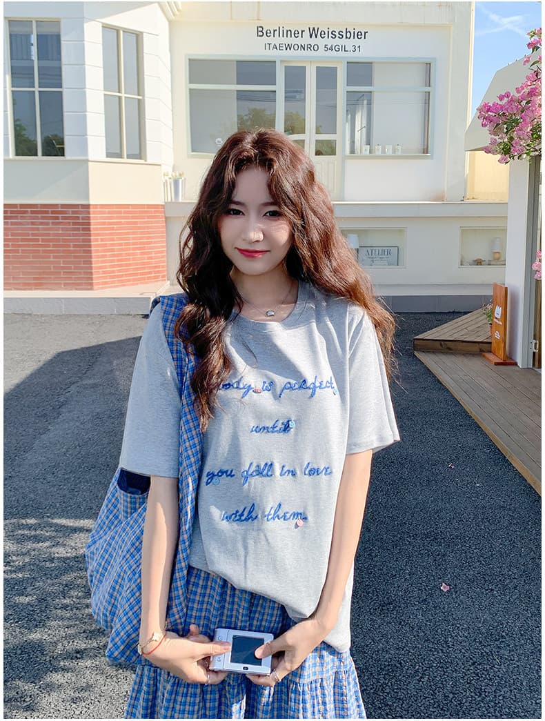 한 부서 부드러운 파란색 체크무늬 반신 스커트 여성 봄 여름 새로운 치마 슬림해 보이는 케이크 드레스 A라인 스커트 상세 이미지 12