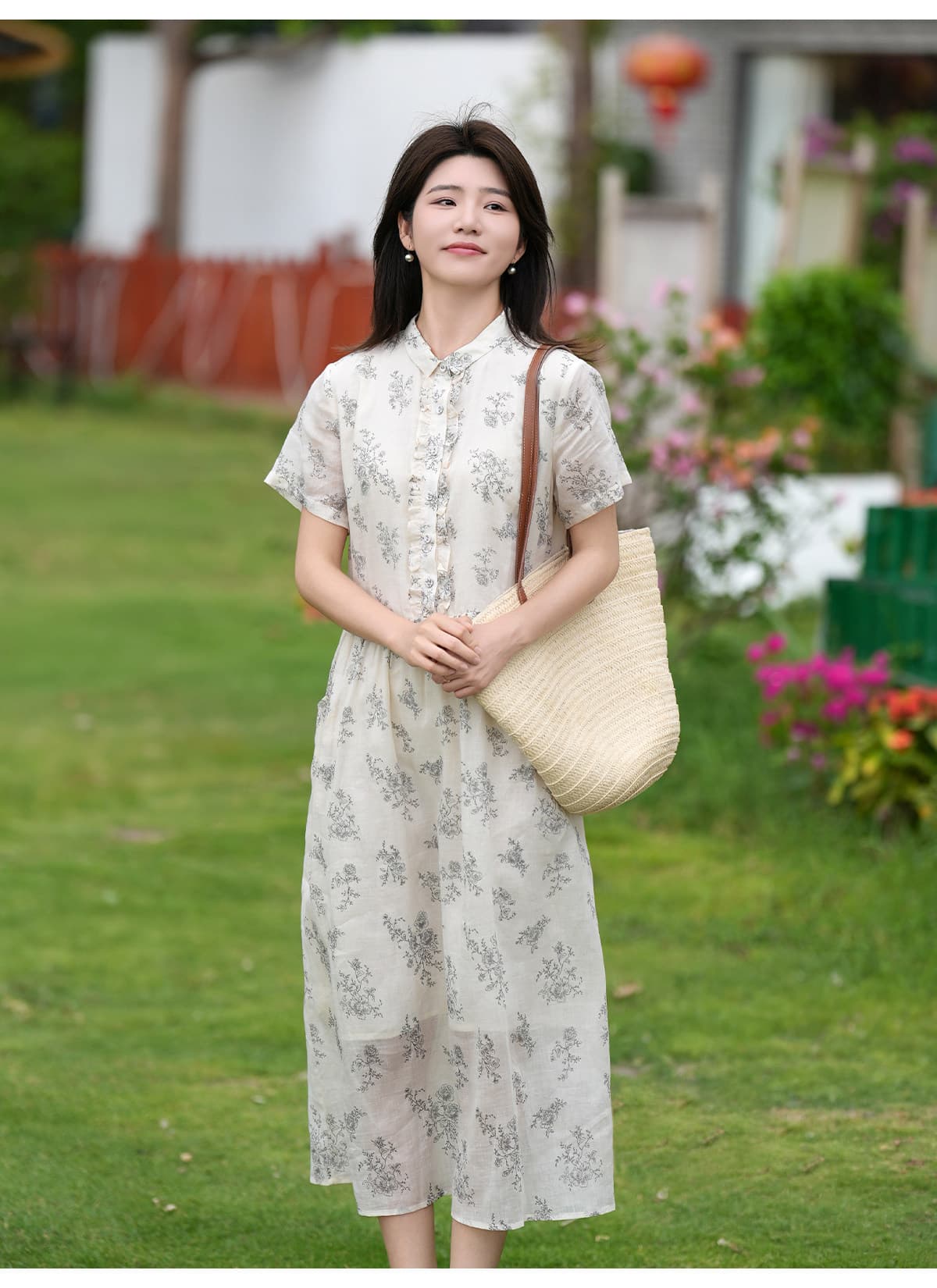 폴로 칼라 꽃무늬 드레스 아이들 여름 베이비 칼라 슬림해 보이는 연령 감소 롱 스커트 작은 청신 바람 상세 이미지 2