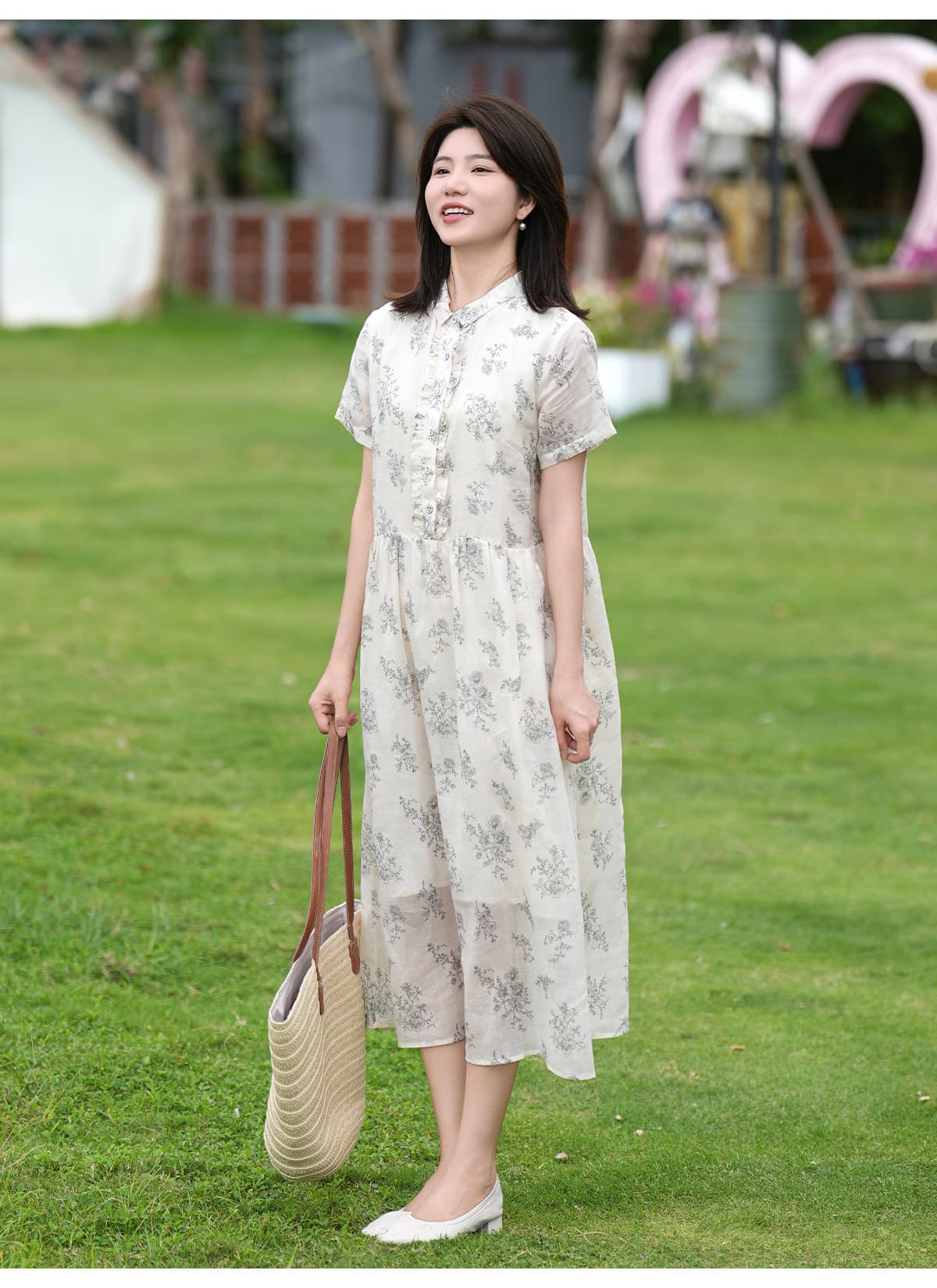 폴로 칼라 꽃무늬 드레스 아이들 여름 베이비 칼라 슬림해 보이는 연령 감소 롱 스커트 작은 청신 바람 상세 이미지 10
