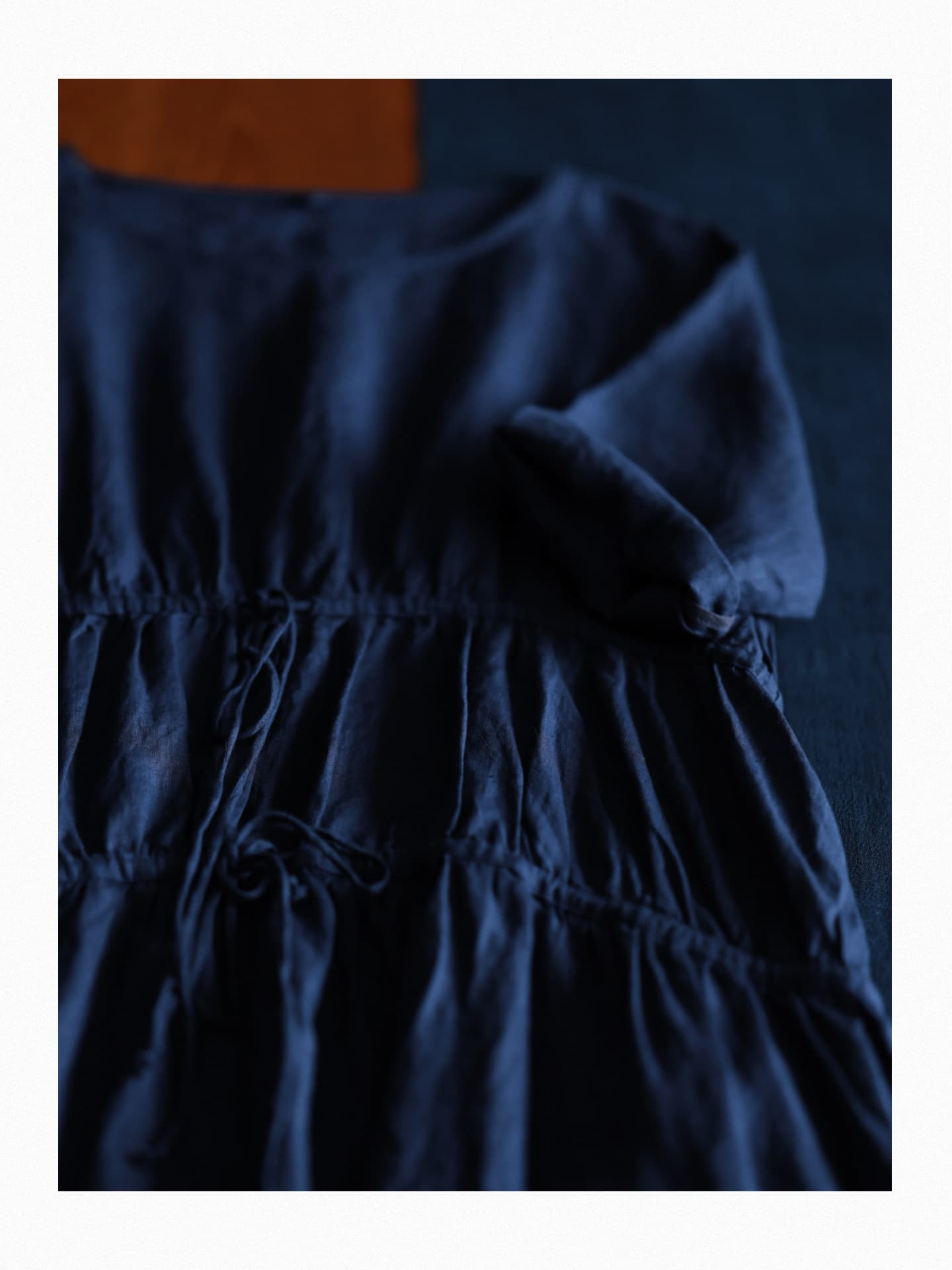 부분 예 블루 이란 다시 밝은 인디고 라운드 넥 순수 린넨 펌프 로프 드레스 상세 이미지 24