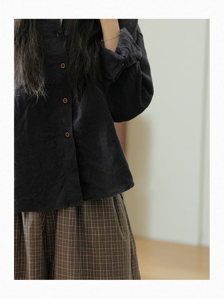 골동품 서점 느슨하게 체크무늬 긴 바지 상세 이미지 24