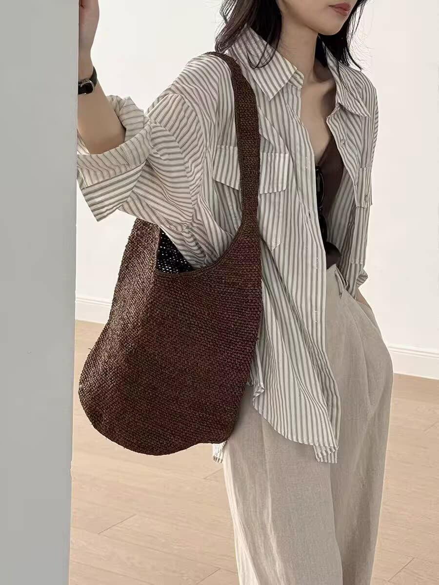 가을 레트로 스트라이프 긴팔 여성 셔츠 루즈핏 느긋한 바람 디자인 센스 작은 대중 바람 고유 한 맨위 이미지 2