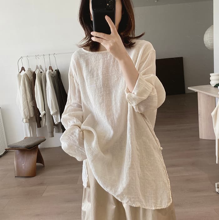 가을 여성 셔츠 새로운 루즈핏 빅 사이즈 슬림해 보이는 미니멀리즘 작은 대중 디자인 센스 연령 감소 라미 맨위 상세 이미지 7