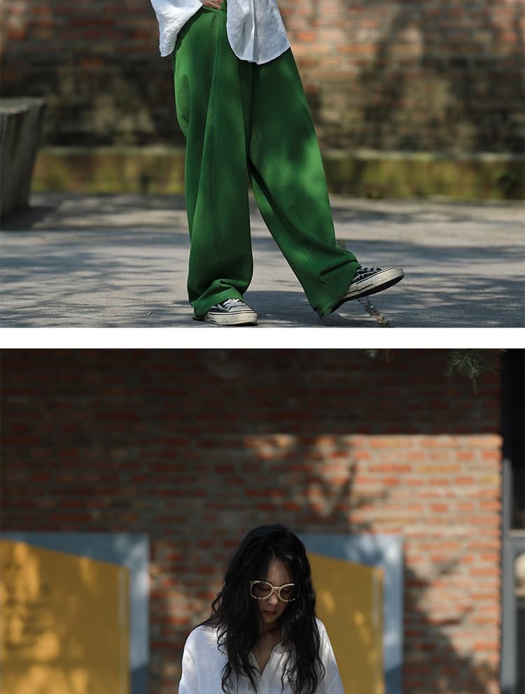 가을 느긋한 느슨함 문예 기초 섹션 화이트 아마 루즈핏 대 셔츠 상세 이미지 6