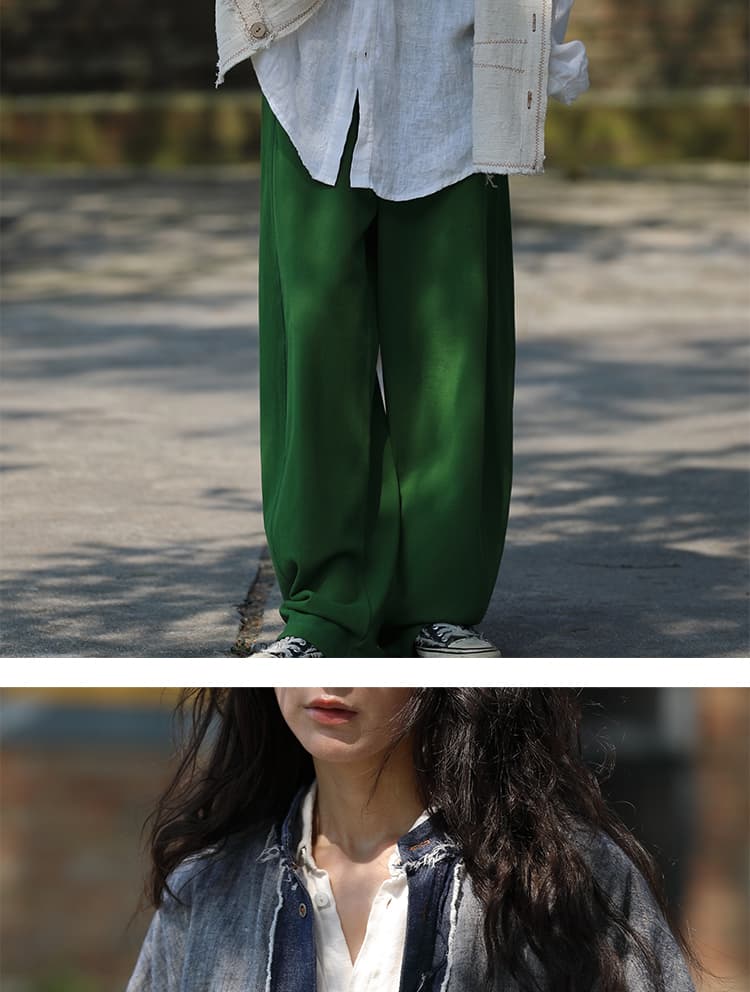 가을 느긋한 느슨함 문예 기초 섹션 화이트 아마 루즈핏 대 셔츠 상세 이미지 22
