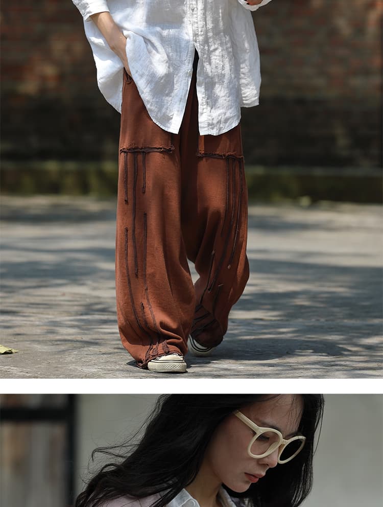 가을 느긋한 느슨함 문예 기초 섹션 화이트 아마 루즈핏 대 셔츠 상세 이미지 30