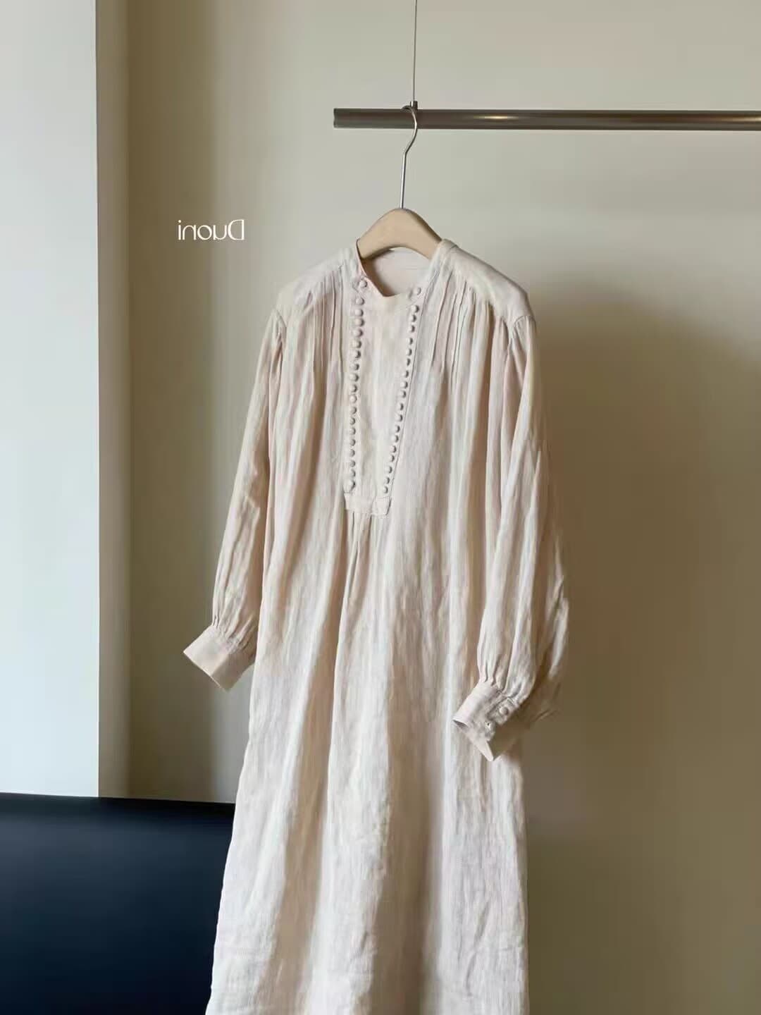 레트로 라미 무거운 작업 패치워크 루즈핏 슬림해 보이는 드레스 연령 감소 문예 길다 치마 이미지 2