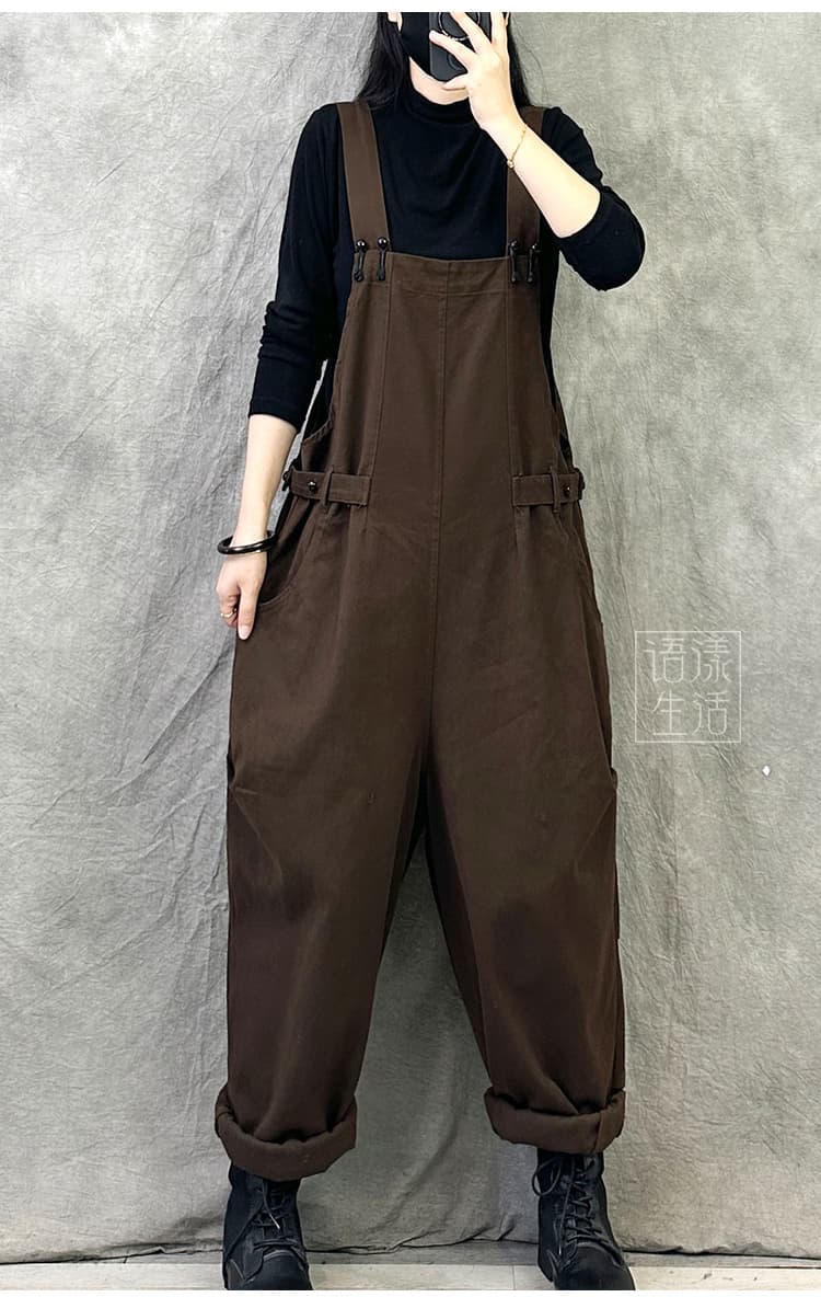 레트로 고급 센스 워크웨어 멜빵 바지 여성 새로운 봄 가을 패션 외국 가스 개성 연령 감소 빅 사이즈 상세 이미지 5