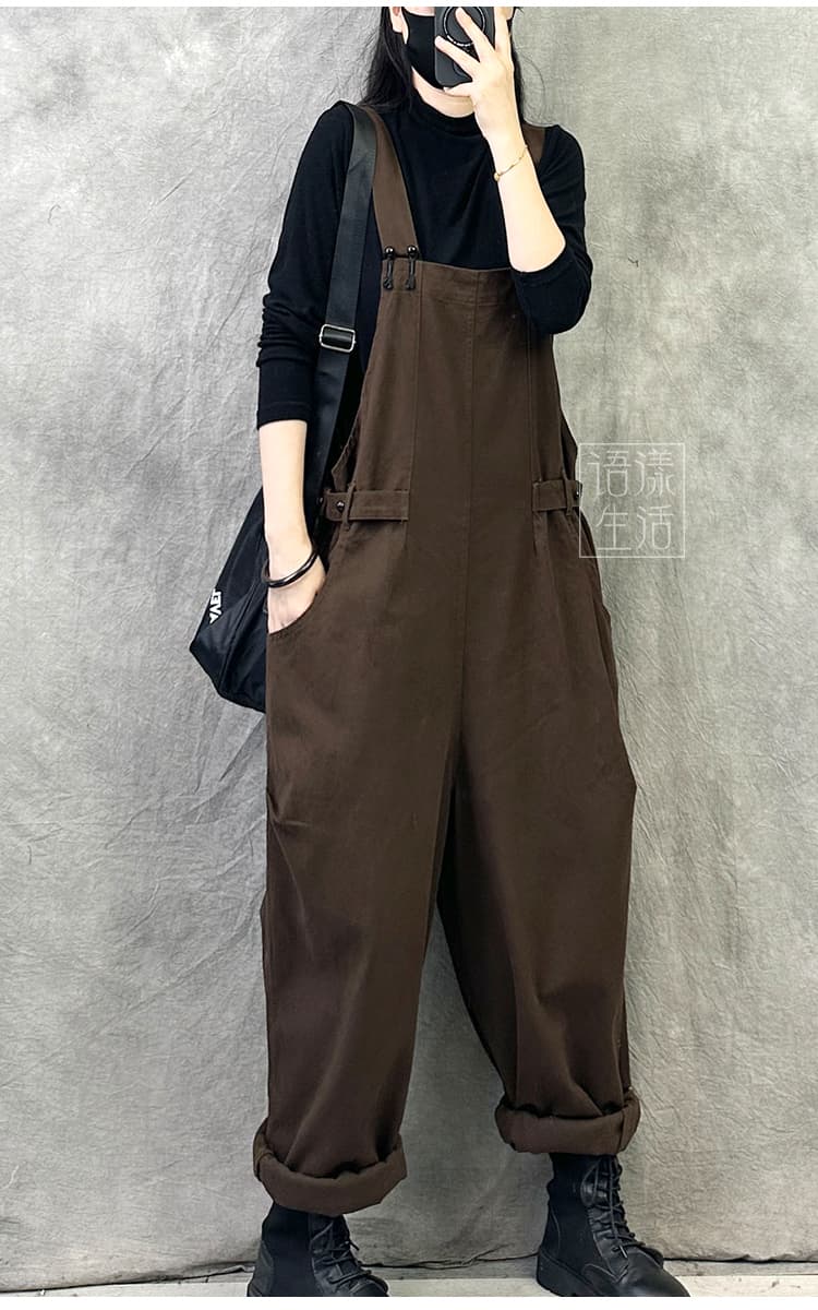 레트로 고급 센스 워크웨어 멜빵 바지 여성 새로운 봄 가을 패션 외국 가스 개성 연령 감소 빅 사이즈 상세 이미지 8