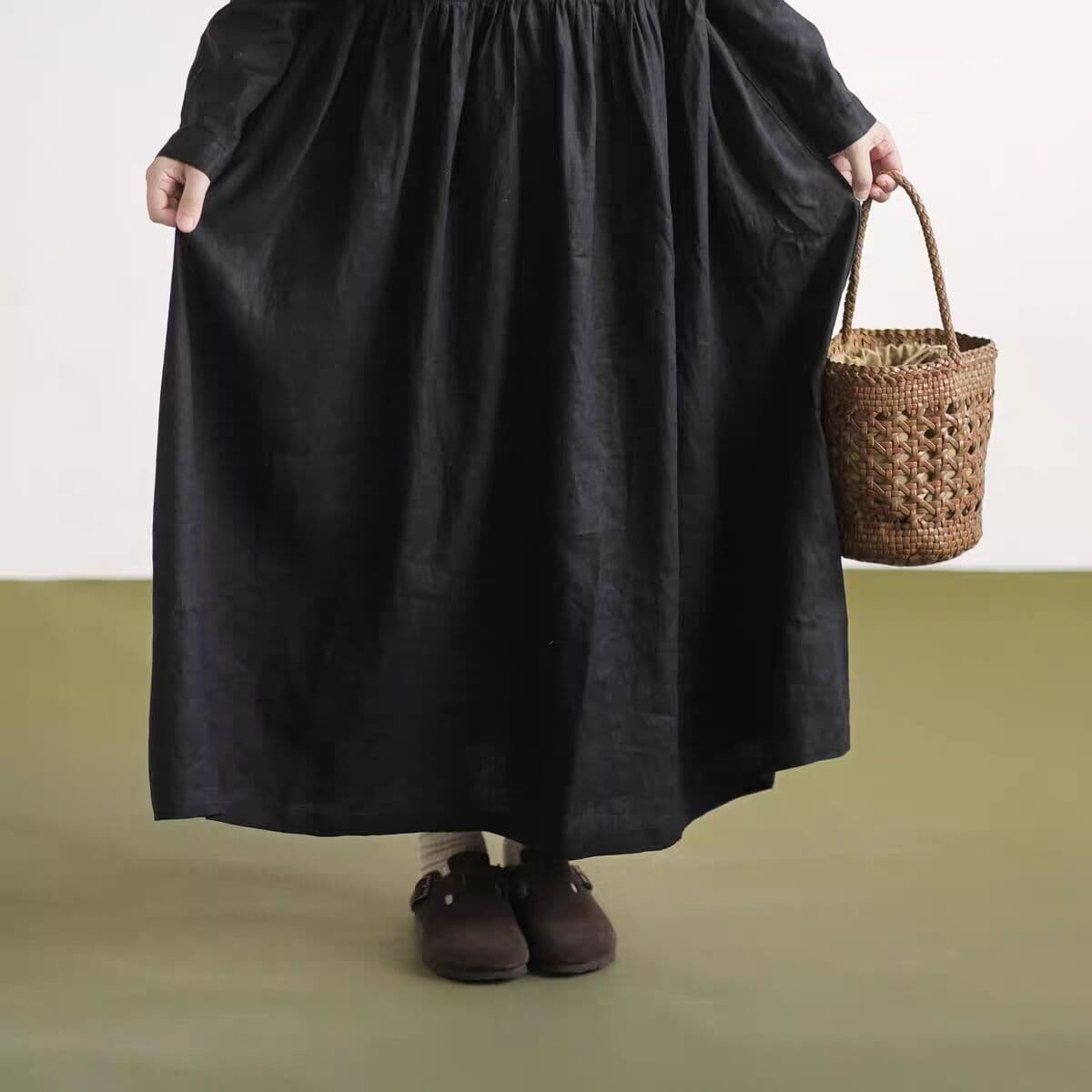 가을 레이스 칼라 긴팔 여성 드레스 새로운 슬림해 보이는 문예 바람 길다 치마 이미지 3