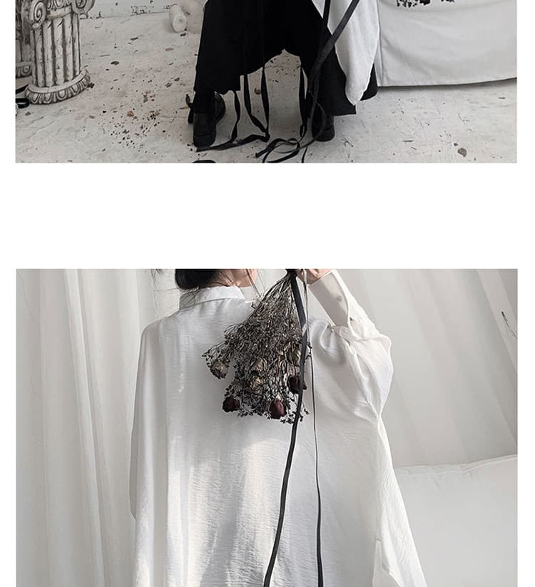 야마모토 바람 다크 부서 여성 의류 셔츠 오리지널 작은 대중 디자인 비대칭 루즈핏 롱 코트 셔츠 맨위 상세 이미지 22