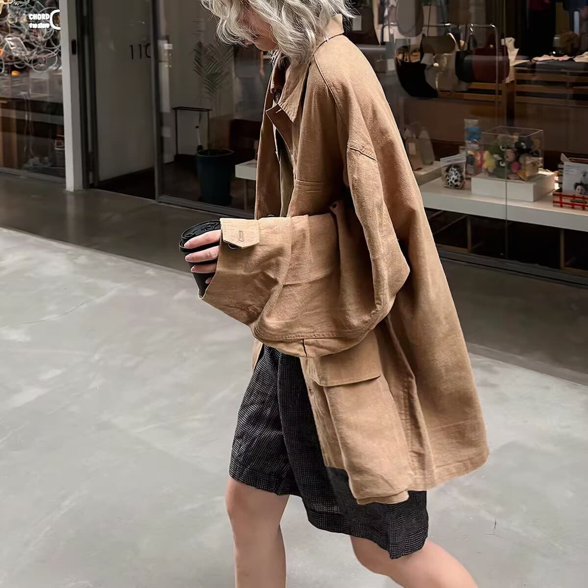 가을 새로운 문예 바람 캐주얼 다용도 기타 주머니 높음 세트 한 마 폴로 칼라 재킷 상세 이미지 9