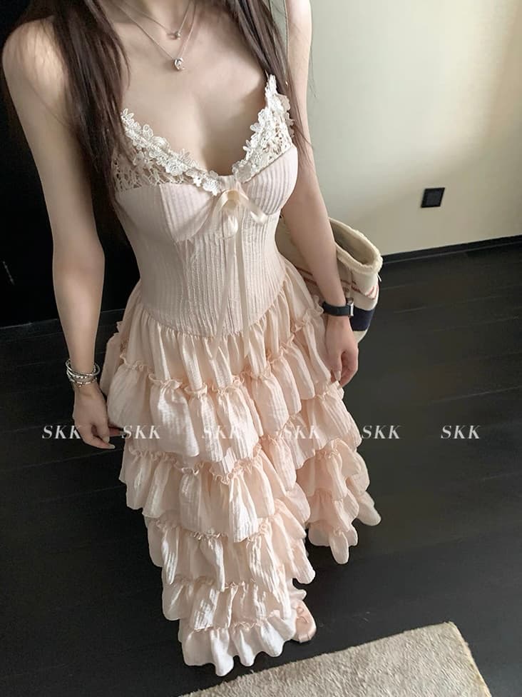 skk store S 지아 리 치마 프랑스식 무거운 작업 4 미터 소비 재료 레이스 슬립 드레스 3 차원 케이크 롱 스커트 이미지 3
