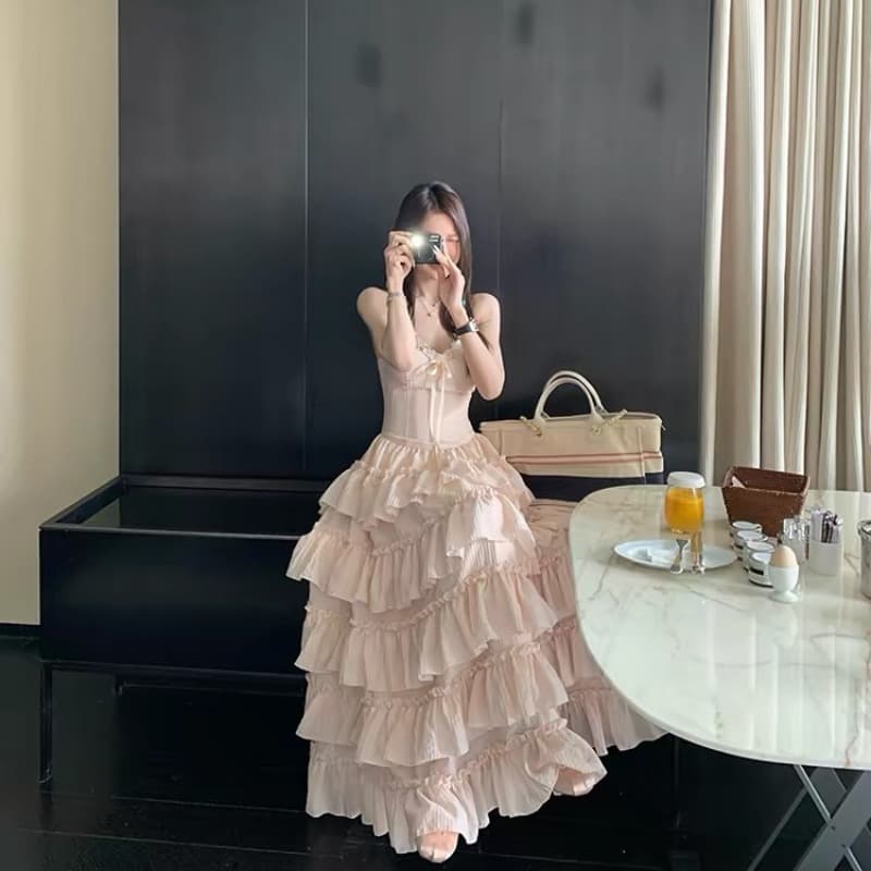 skk store S 지아 리 치마 프랑스식 무거운 작업 4 미터 소비 재료 레이스 슬립 드레스 3 차원 케이크 롱 스커트 이미지 5