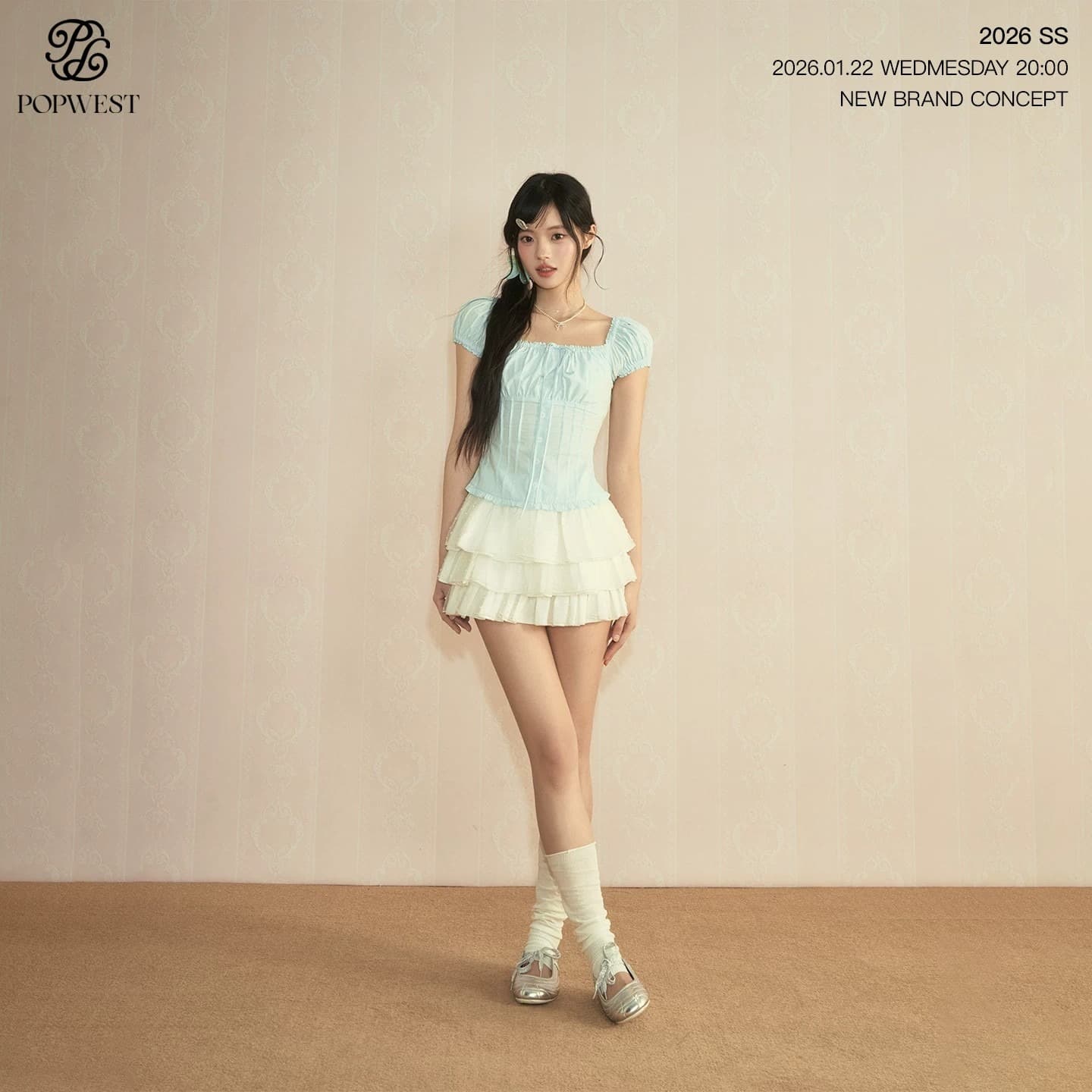 popwest 丨 홀로우 아웃 광장 칼라 오프숄더 거품 소매 작은 셔츠 나비 매듭 레이스 셔츠 여성 셔츠 이미지 5