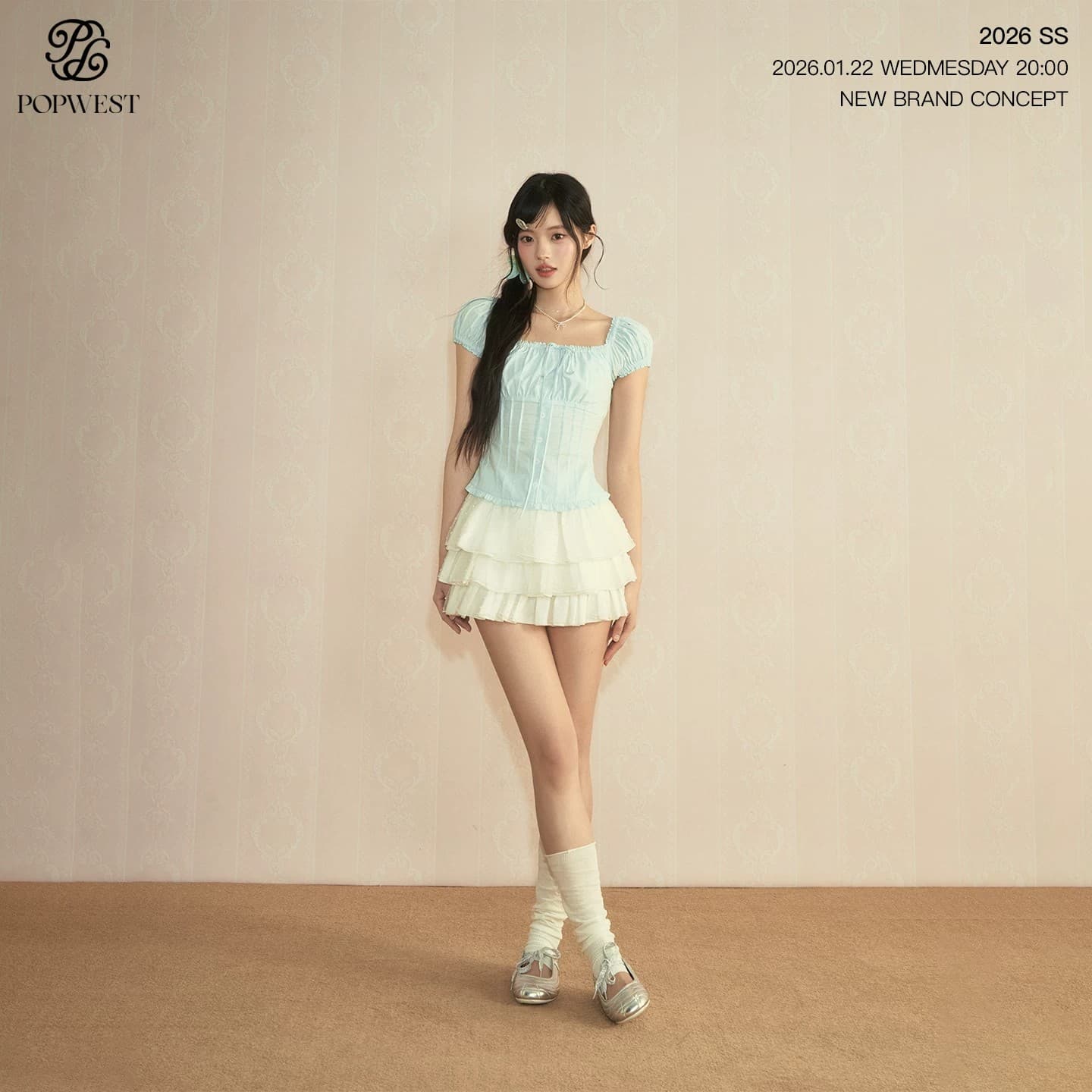 popwest 丨 홀로우 아웃 광장 칼라 오프숄더 거품 소매 작은 셔츠 나비 매듭 레이스 셔츠 여성 셔츠 상세 이미지 3