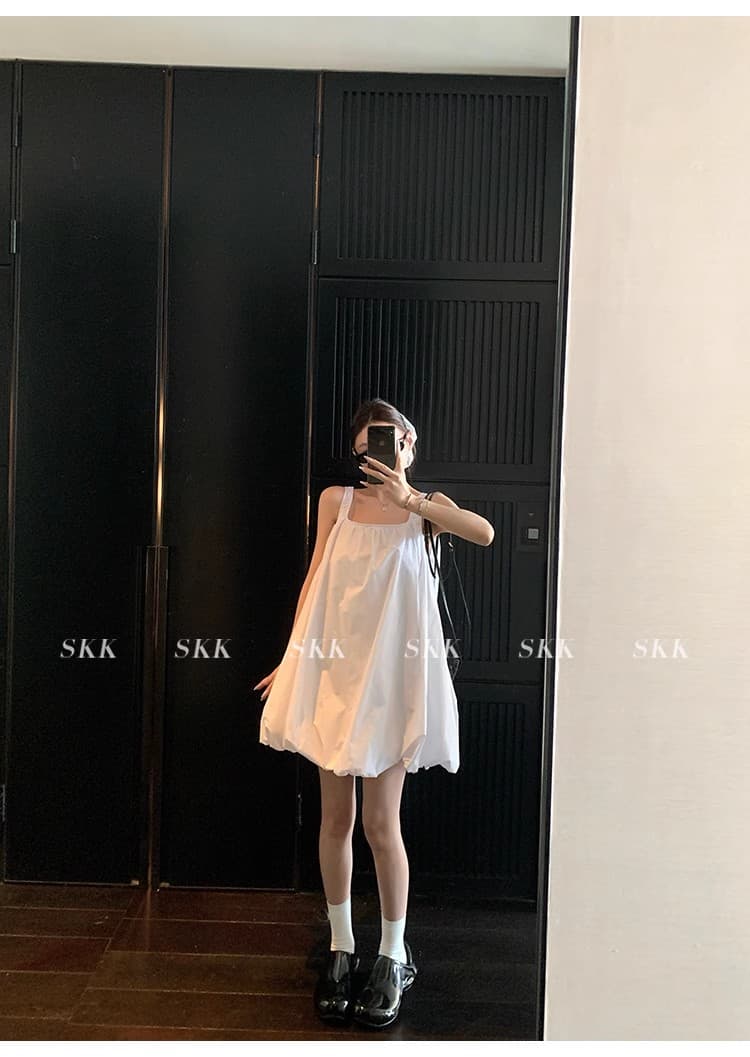 스와 리 转角 미니멀리즘 u 칼라 꽃밭 조끼 스커트 여성 봄 여름 새로운 루즈핏 한 마디 드레스 이미지 4