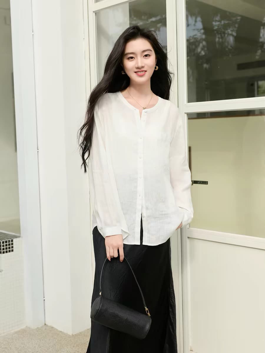 아마 2026 봄 여름 새로운 긴팔 셔츠 셔츠 루즈핏 자외선 차단 출퇴근 여성 s 상세 이미지 3