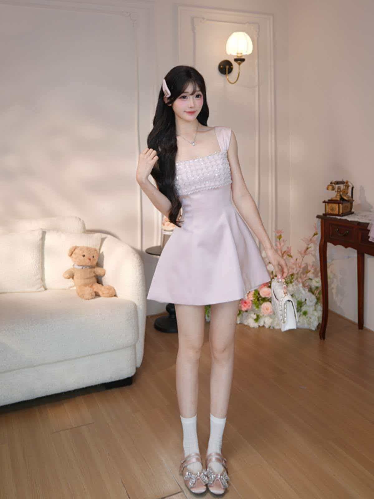 기타 한 작은 물고기 musefish 향기로운 티 비싼 여성 우산 진자 에디션 천 금빛 바람 공주 슬립 드레스 새로운 점프 슈트 치마 이미지 4
