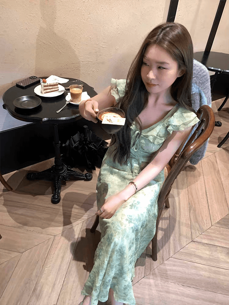 울타리 울타리 라 여름 연애 편지 신선함 우아함 품격 여성 드레스 부드러운 작은 날다 소매 달콤함 치마 이미지 2