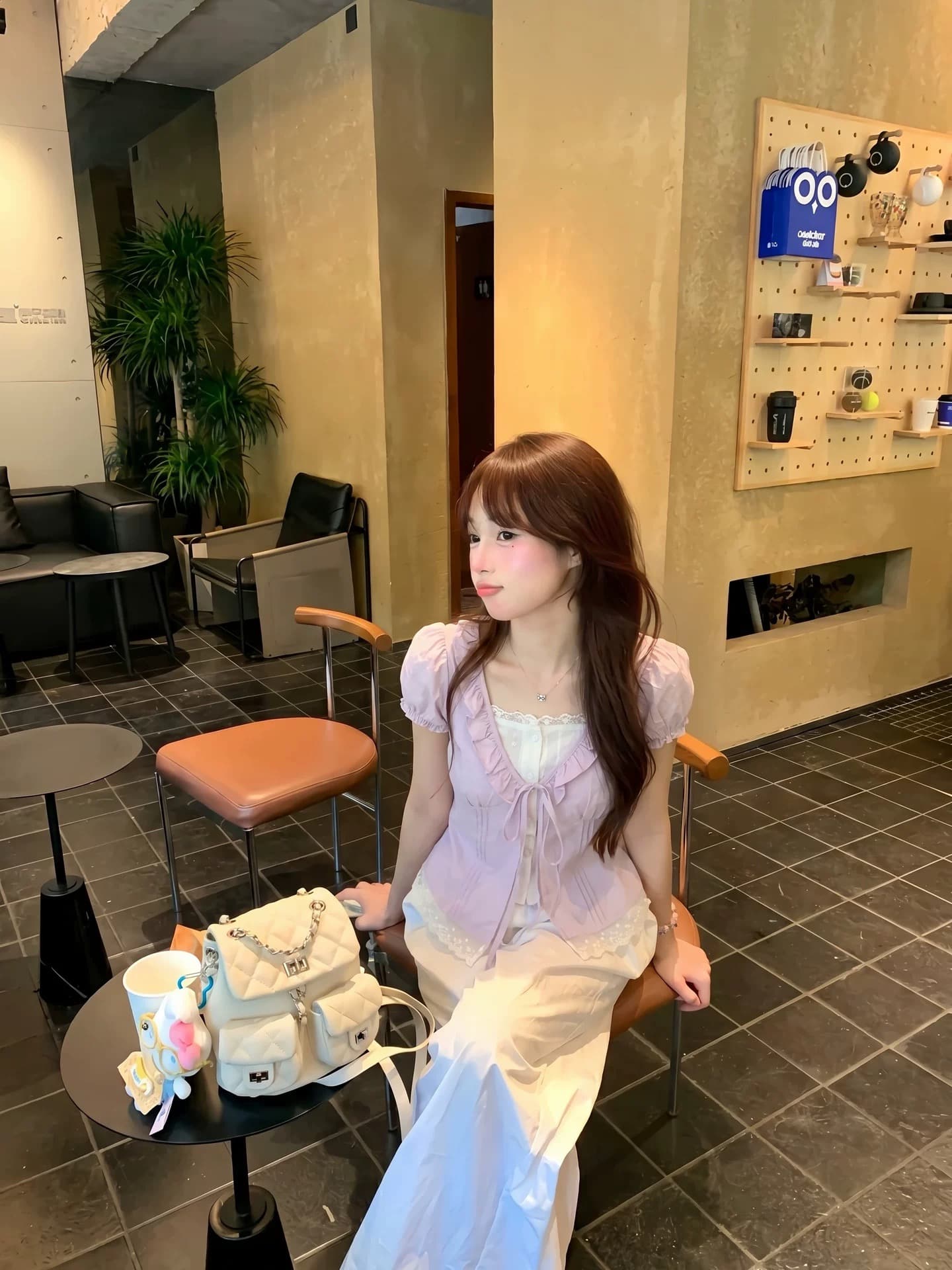 ptonumi 보라색 芋 보보 페이크 레이어드 V넥 도트 무늬 여성 셔츠 여름 달콤함 반팔 거품 소매 맨위 이미지 4