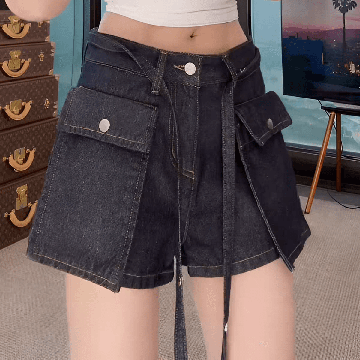 네 착용 단 닝 85 면 네 착용 무거운 작업 탈착식 기타 주머니 단 닝 청바지 여자 상세 이미지 4
