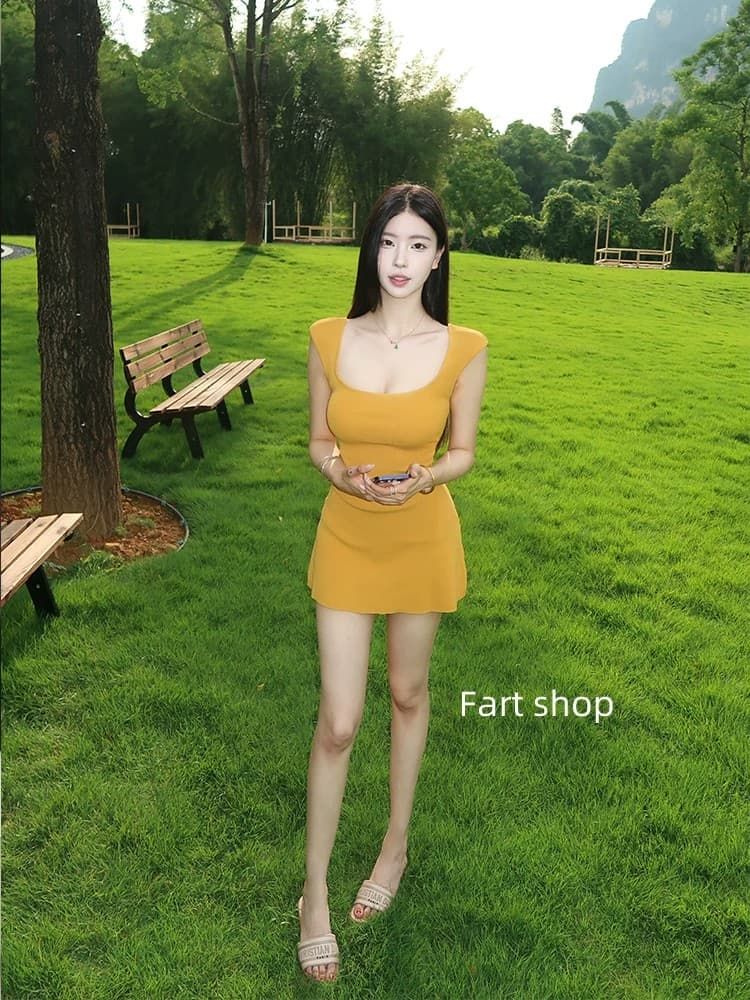 fart shop 연인 doll u 칼라 순수한 욕망 바람 드레스 몸매 가꾸기 슬림해 보이는 달콤한 매운맛 꼬집기 허리 치마 이미지 4