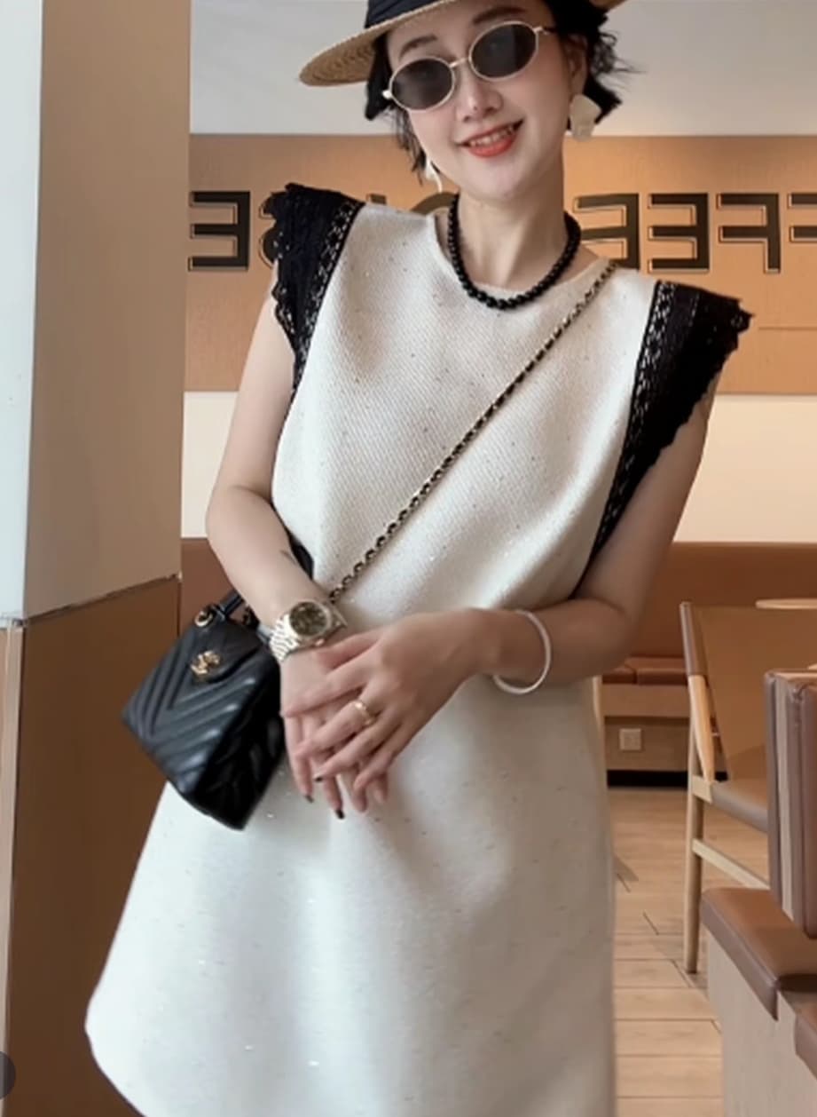xiaobai 여름 새로운 미니멀리즘 패치워크 디자인 센스 슬림해 보이는 품격 드레스 이미지 3